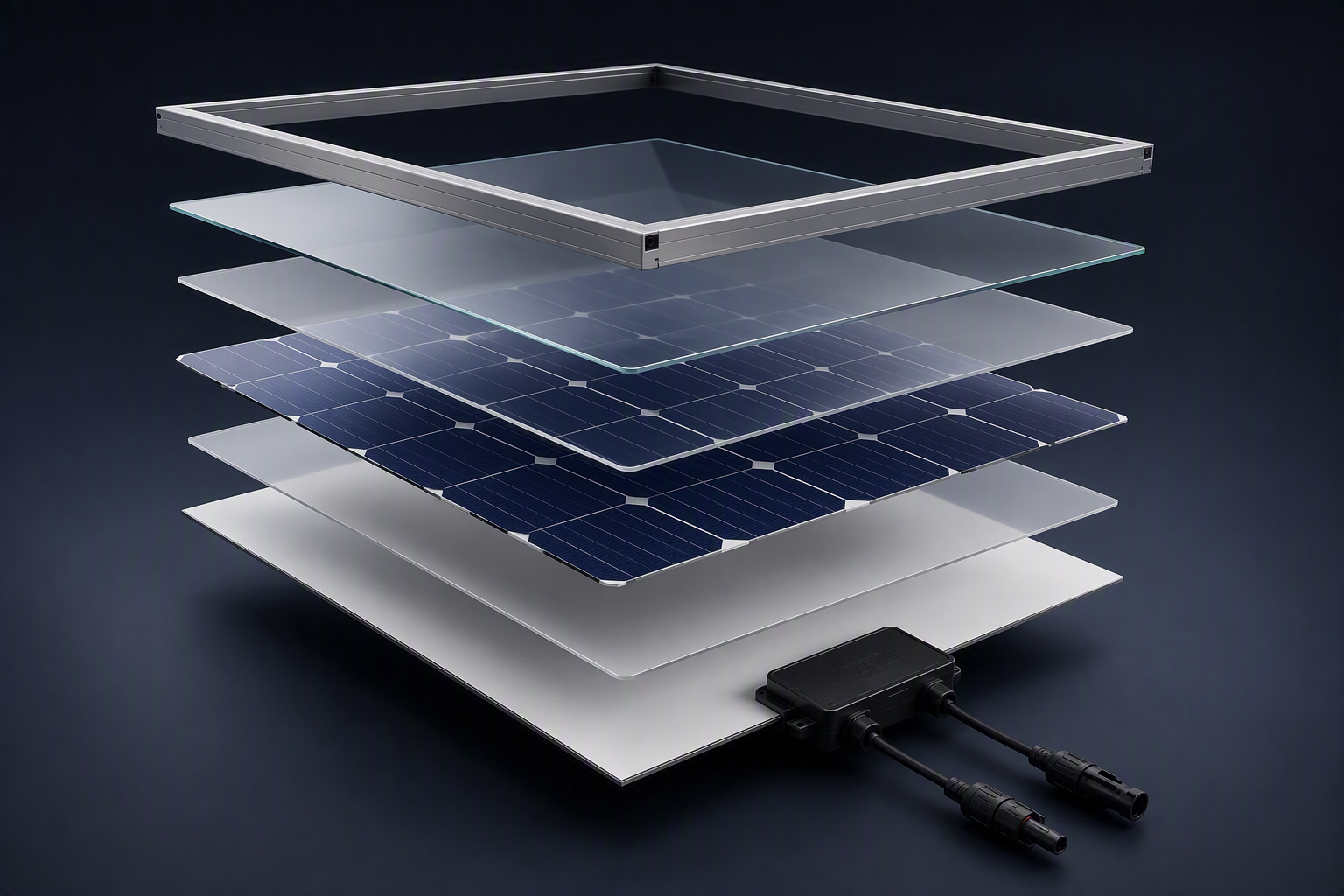 Illustration des couches d’un panneau solaire