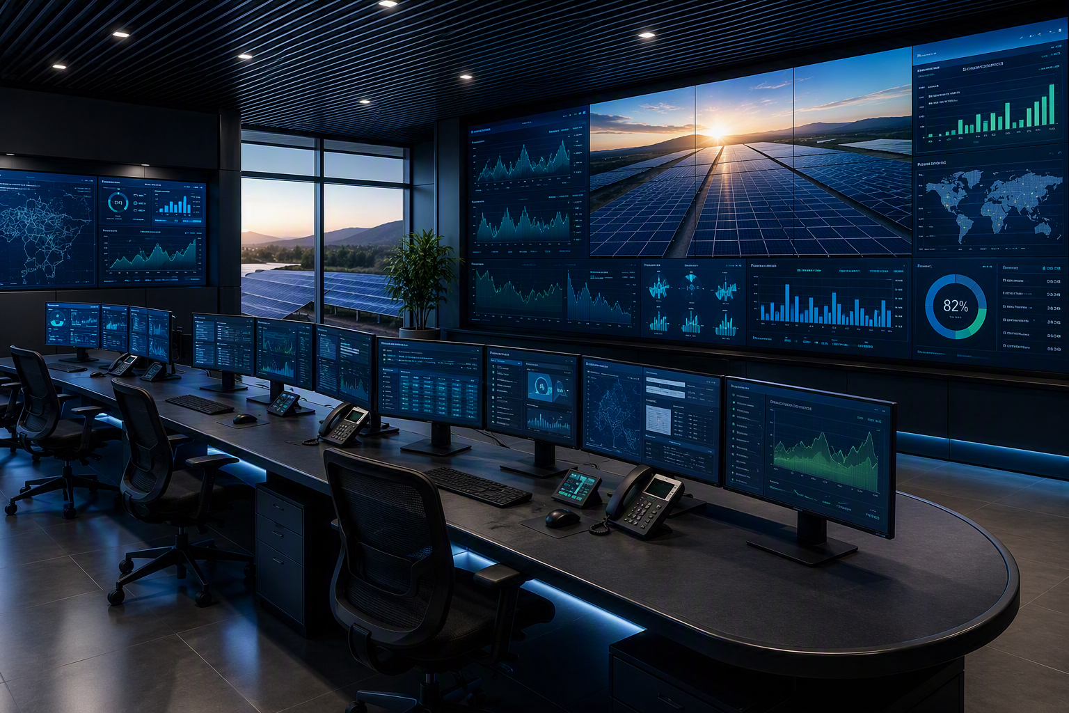 Illustration d’un centre de supervision solaire